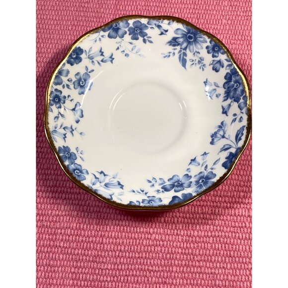 VTG Royal Albert Paradise Blue Floral Bone China Cup Saucer Gold Trim England - Picture 2 of 14